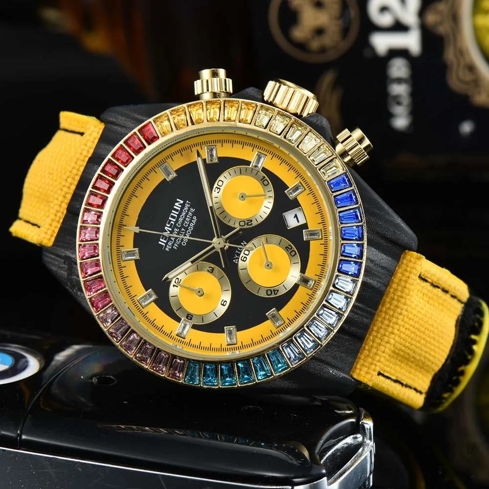 Original Brand Watches For Mens Multifunction Chronograph Quartz Watch Luxury Colorful Diamond Automatic Date AAA Jewelry Clocks
Original Brand Watches For Mens Multifunction Chronograph Quartz Watch Luxury Colorful Diamond Automatic Date AAA Jewelry Clocks