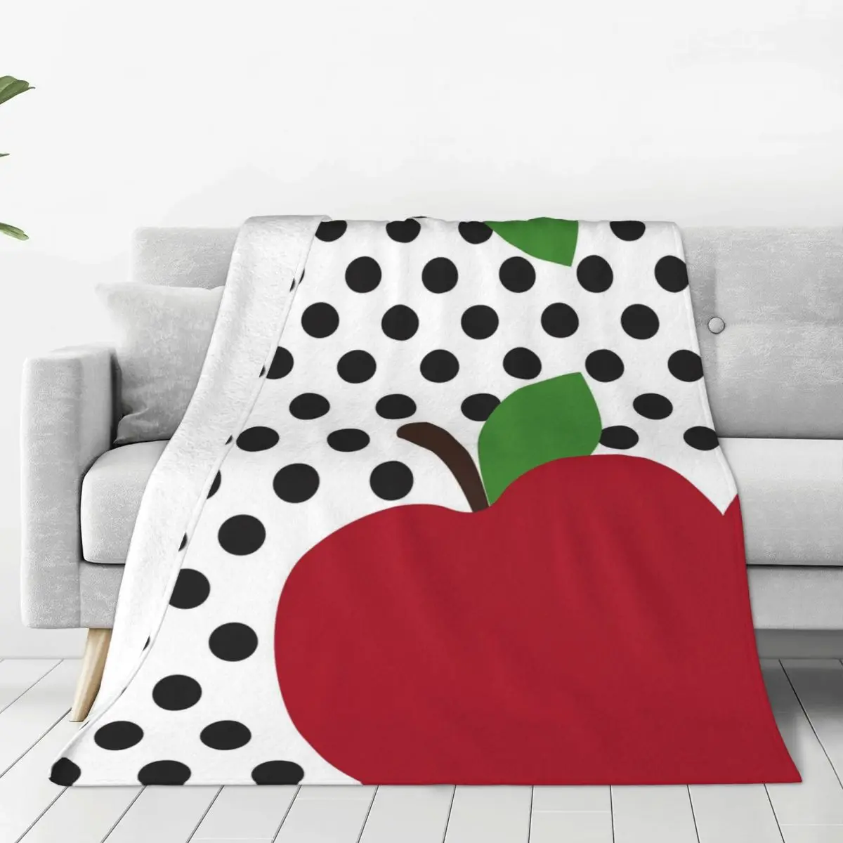 

Apple And Red Dots Soft Flannel Throw Blanket for Couch Bed Warm Blanket Lightweight Blankets for Sofa Travel Blanket