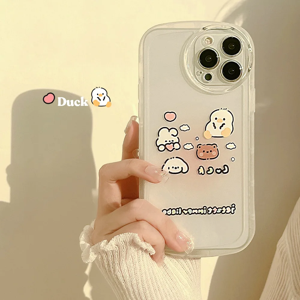 

Colored cartoon transparent cloud halo duck Phone Case For iphone 14 13 12 11 Pro Max X XR XSMAX 7 8 Plus SE TPU Case Cover