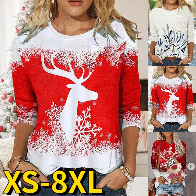 2022 Animal Printed Long Sleeve Winter Autumn Fashion Tops Women Elegant Pullover Tee Shirt Female Round Neck Christmas T-shirt
2022 Animal Printed Long Sleeve Winter Autumn Fashion Tops Women Elegant Pullover Tee Shirt Female Round Neck Christmas T-shirt