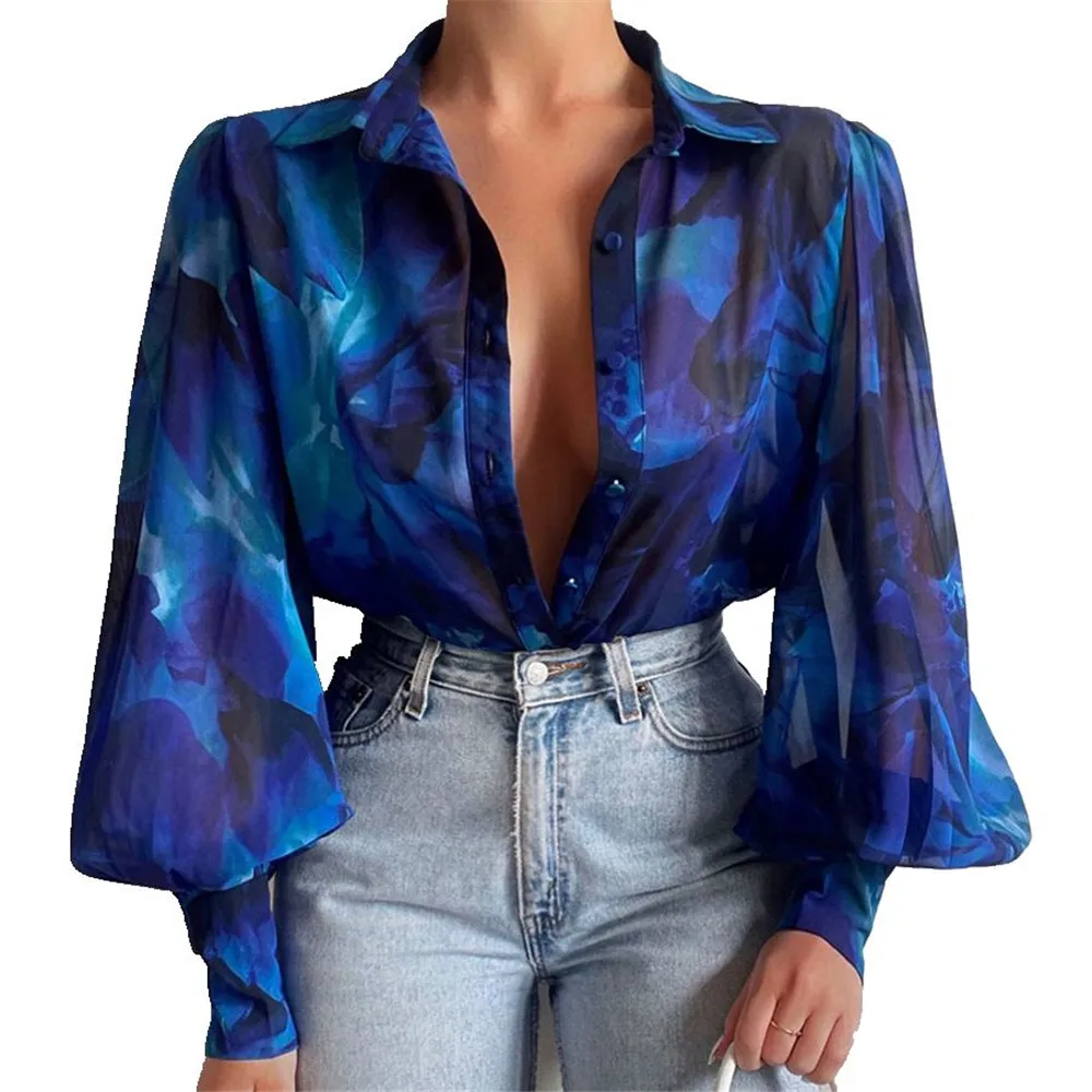 Women's Blouse Temperament Fashion Print Slim Shirt Lapel Cardigan Lantern Sleeves Autumn Spring New Fashion 2022 Ladies Top
Women's Blouse Temperament Fashion Print Slim Shirt Lapel Cardigan Lantern Sleeves Autumn Spring New Fashion 2022 Ladies Top