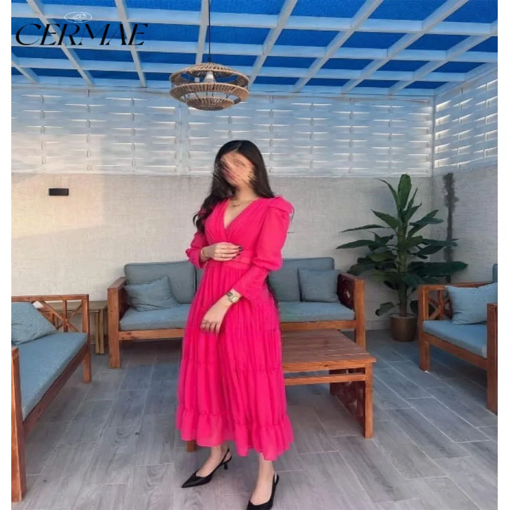 CERMAE Pink Gauze V-Neck Long Sleeved Waisted Elegant Formal Evening Prom Bridesmaid Party Long Dress for Women 2023
CERMAE Pink Gauze V-Neck Long Sleeved Waisted Elegant Formal Evening Prom Bridesmaid Party Long Dress for Women 2023
