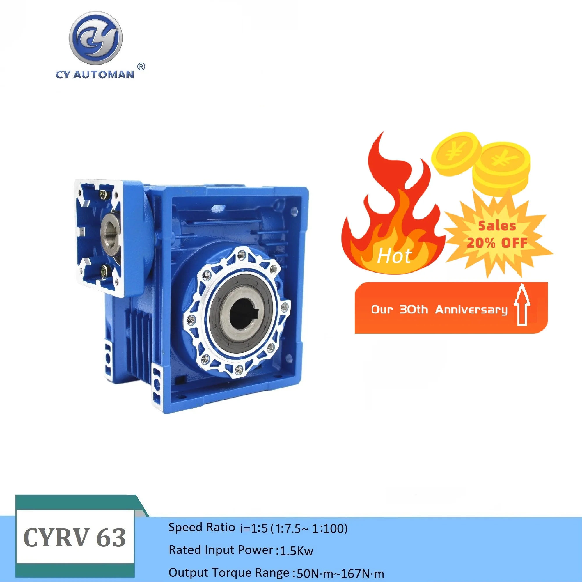 CY Automan Big Torque CNC Worm Gear Reducer NMRV 63 Input 14/19/22/24mm Output 25mm Ratio 5:1/100:1 Gearbox Suppliers CYRV 063
CY Automan Big Torque CNC Worm Gear Reducer NMRV 63 Input 14/19/22/24mm Output 25mm Ratio 5:1/100:1 Gearbox Suppliers CYRV 063