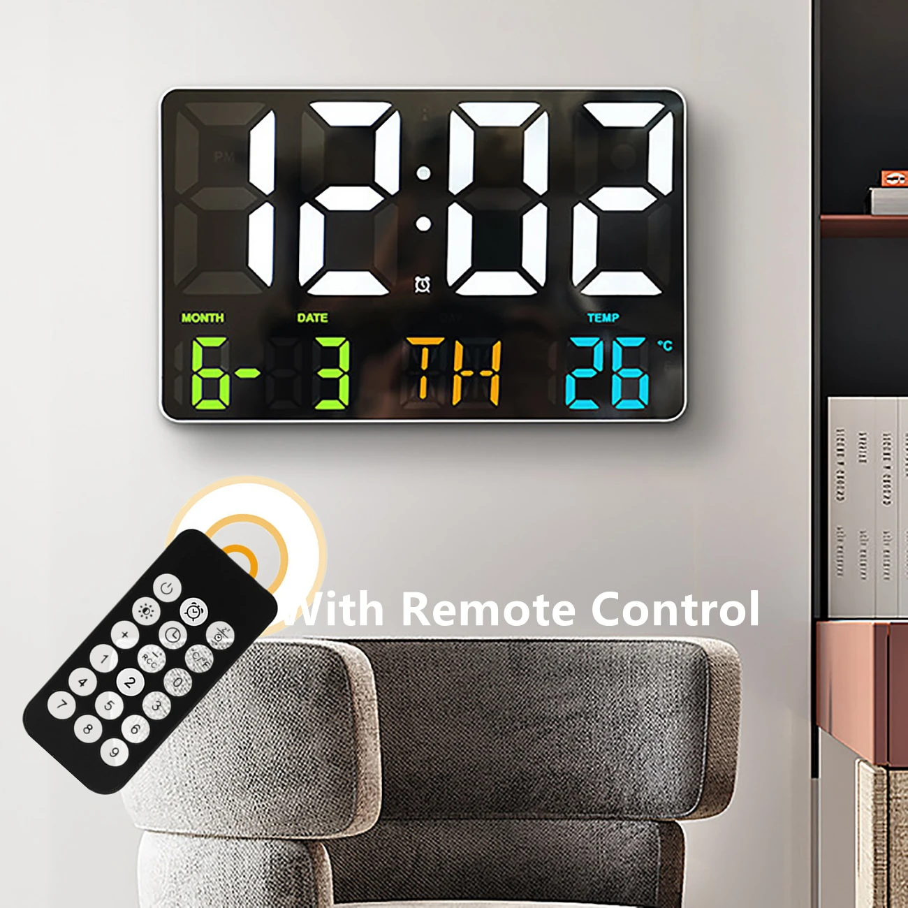 Black and White Light Large Screen Electronic Clock Simple Style Living Room Multiple Alarm Clock Wall Clock with Remote Control 
Black and White Light Large Screen Electronic Clock Simple Style Living Room Multiple Alarm Clock Wall Clock with Remote Control