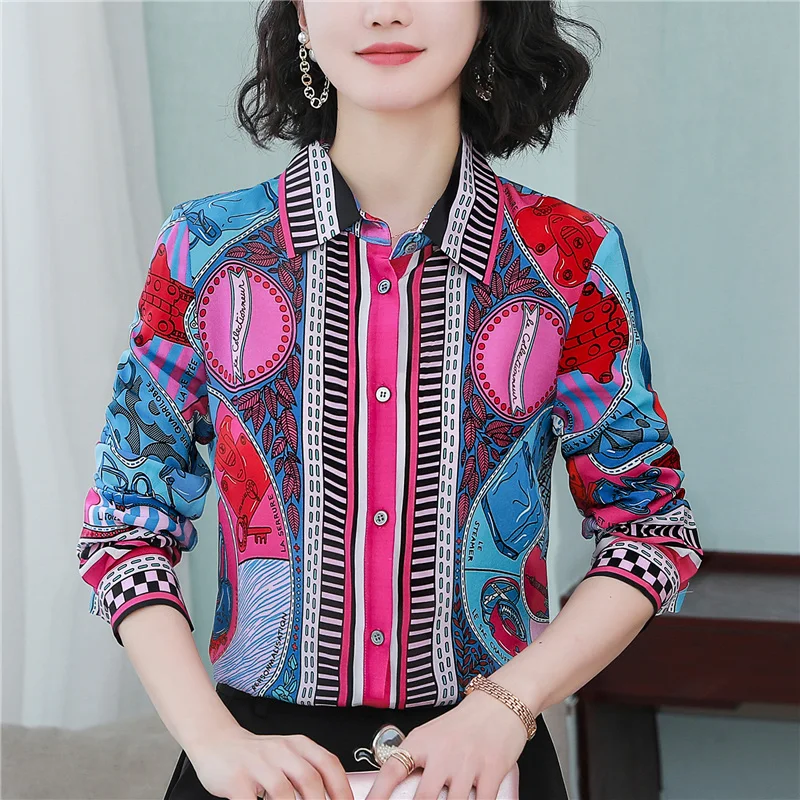 s-3xl Vintage Printed Silk Satin Top Spring Autumn New Long Sleeve Shirts Single-breasted Commute Women Blouse
s-3xl Vintage Printed Silk Satin Top Spring Autumn New Long Sleeve Shirts Single-breasted Commute Women Blouse