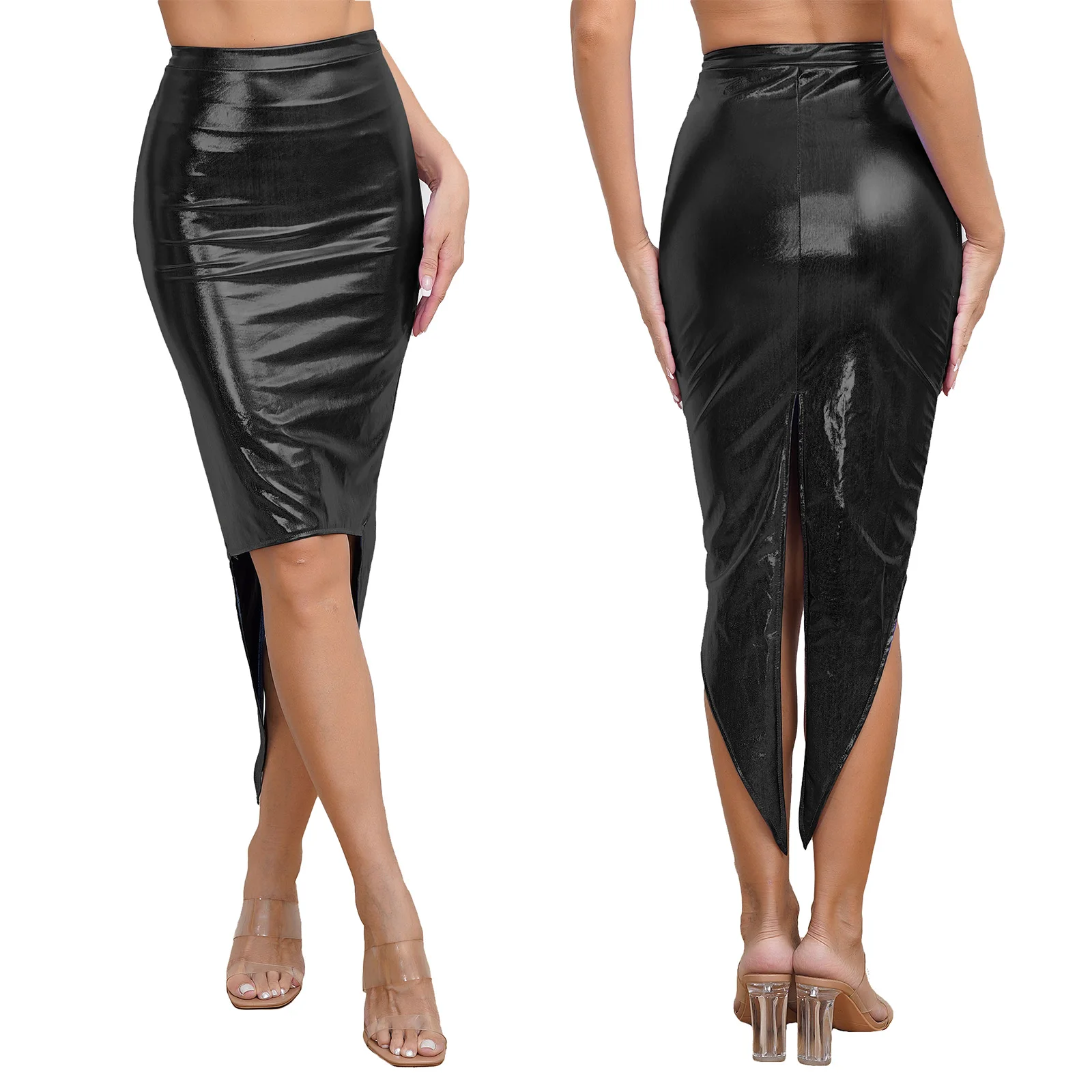 Sexy Metallic Shiny Pencil Skirts Office Lady High Waist Split Swallowtail High-Low Hem Streetwear Carnivals Solid Bodycon Skirt
Sexy Metallic Shiny Pencil Skirts Office Lady High Waist Split Swallowtail High-Low Hem Streetwear Carnivals Solid Bodycon Skirt