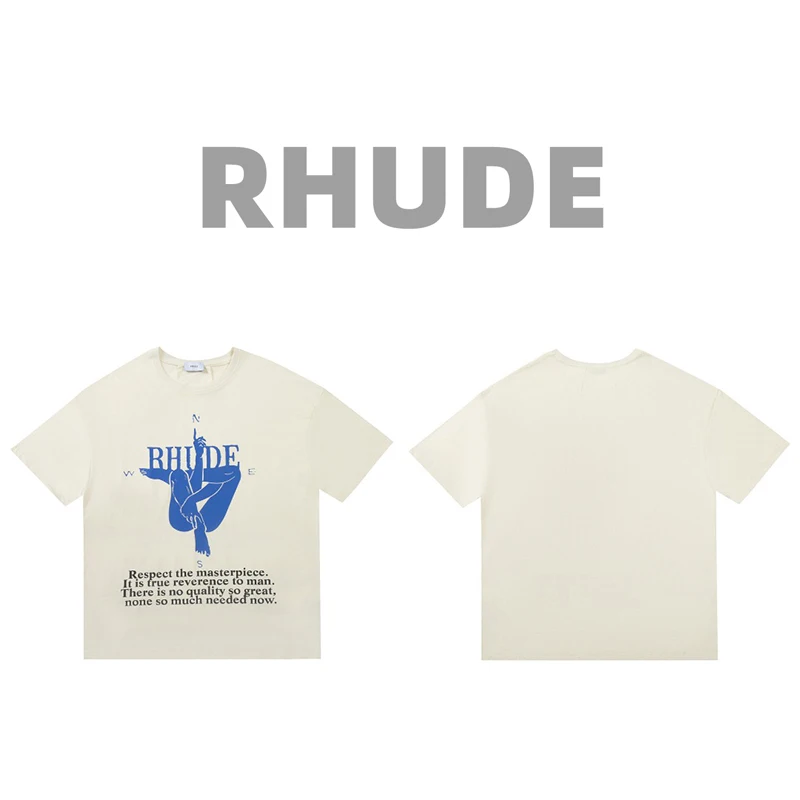 RHUDE Arrival New Casual TEE 1:1 Human Compass Printing Cotton Short Sleeve Men Women Oversize O-Neck Apricot Letter Logo Tshirt
RHUDE Arrival New Casual TEE 1:1 Human Compass Printing Cotton Short Sleeve Men Women Oversize O-Neck Apricot Letter Logo Tshirt