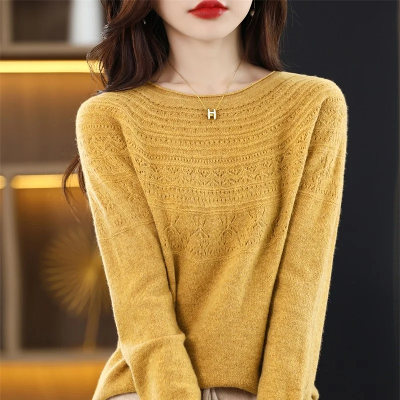 Women's O-neck Cashmere Sweater First-Line Ready-To-Wear Bottoming Shirt Spring\ Autumn New Hollow Out Wool Knitted Pullover
Women's O-neck Cashmere Sweater First-Line Ready-To-Wear Bottoming Shirt Spring\ Autumn New Hollow Out Wool Knitted Pullover