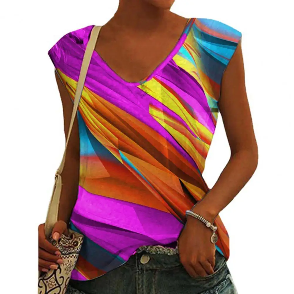 Unique Fashion Colorful Striped Print Pullover Tee Tops Fashion Vest Comfy Sleeveless
Unique Fashion Colorful Striped Print Pullover Tee Tops Fashion Vest Comfy Sleeveless