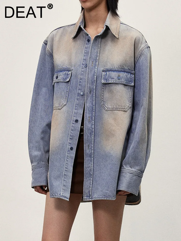 DEAT Fashion Women's Denim Coat Lapel Long Sleeves Single Breasted Washed Pockets Loose Cotton Jackets Autumn 2023 New 7AB496
DEAT Fashion Women's Denim Coat Lapel Long Sleeves Single Breasted Washed Pockets Loose Cotton Jackets Autumn 2023 New 7AB496