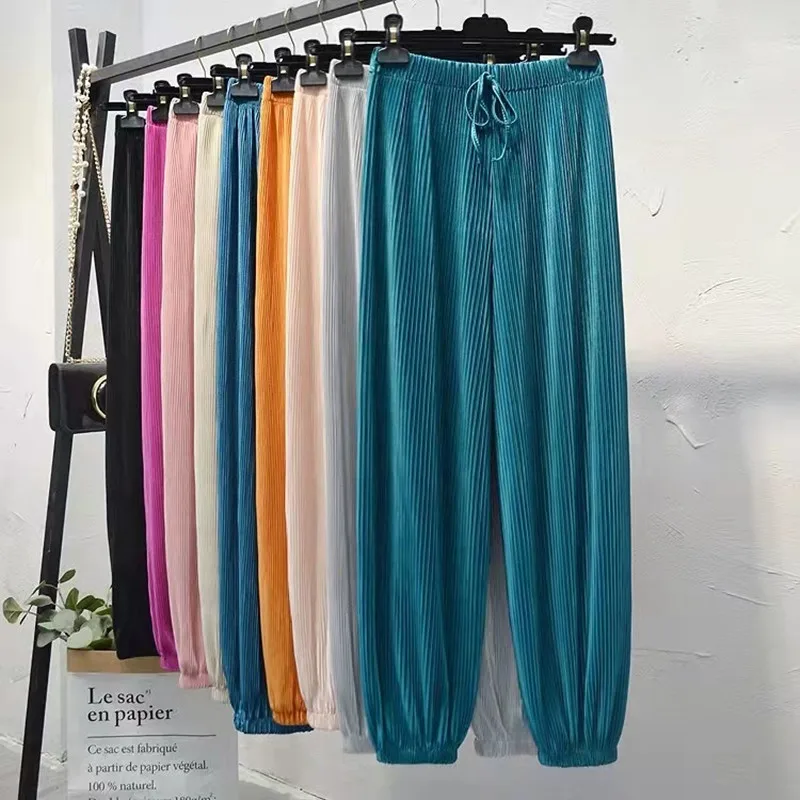 Summer 2021 New Ice Chiffon Pleated Pants Ladies High Waist Pendulous Feel Loose Harem Pants Thin Casual Pants
Summer 2021 New Ice Chiffon Pleated Pants Ladies High Waist Pendulous Feel Loose Harem Pants Thin Casual Pants
