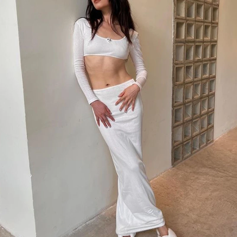 High Street Fashion Skirt Suits Women Long Sleeve Backless Novel Crop Tops and Wrapped Skirts Sexy Ladies Bodycon Outfits White
High Street Fashion Skirt Suits Women Long Sleeve Backless Novel Crop Tops and Wrapped Skirts Sexy Ladies Bodycon Outfits White