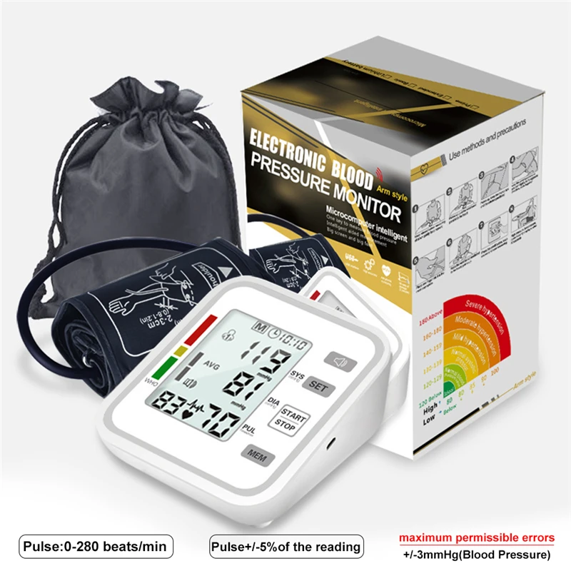 

Automatic Tonometer Digital Blood Pressure Monitors for Measuring Arterial Pressure Cuff Sphygmomanometer Upper Arm Tensiometro