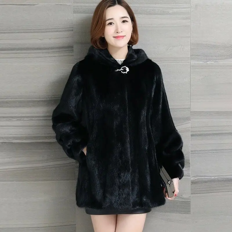 NEW Autumn Winter Women Faux Fur Coat Mid-length Hooded Imitation Mink Velvet Coat Loose SizeThicken Warm Female Fur Jacket 4XL
NEW Autumn Winter Women Faux Fur Coat Mid-length Hooded Imitation Mink Velvet Coat Loose SizeThicken Warm Female Fur Jacket 4XL