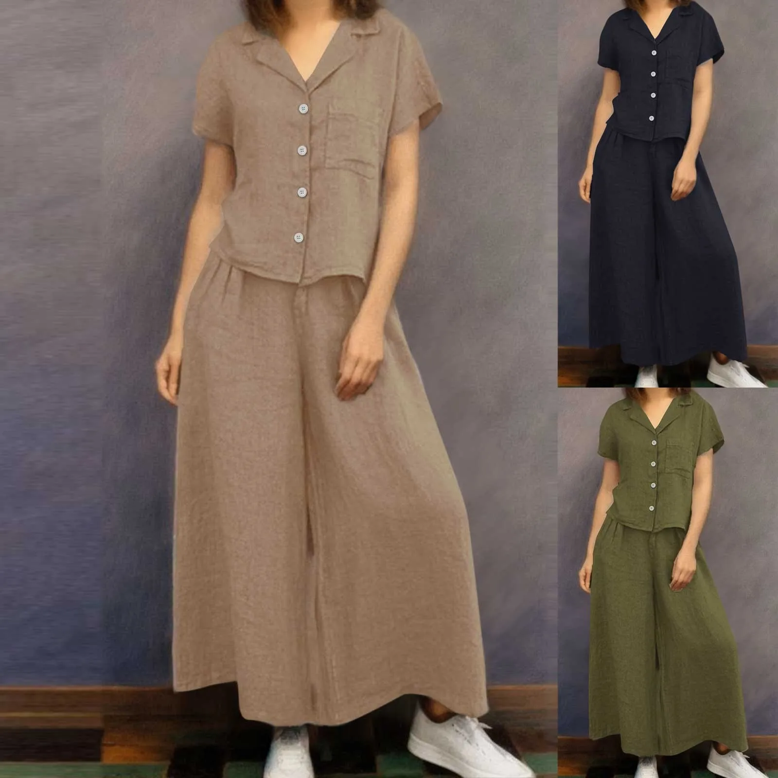 Plus Size Cotton Linen Shirts + Wide Leg Pants Loose Casual One Pocket Vintage Short Sleeve Women Blouse Loungewear Sweatpants
Plus Size Cotton Linen Shirts + Wide Leg Pants Loose Casual One Pocket Vintage Short Sleeve Women Blouse Loungewear Sweatpants