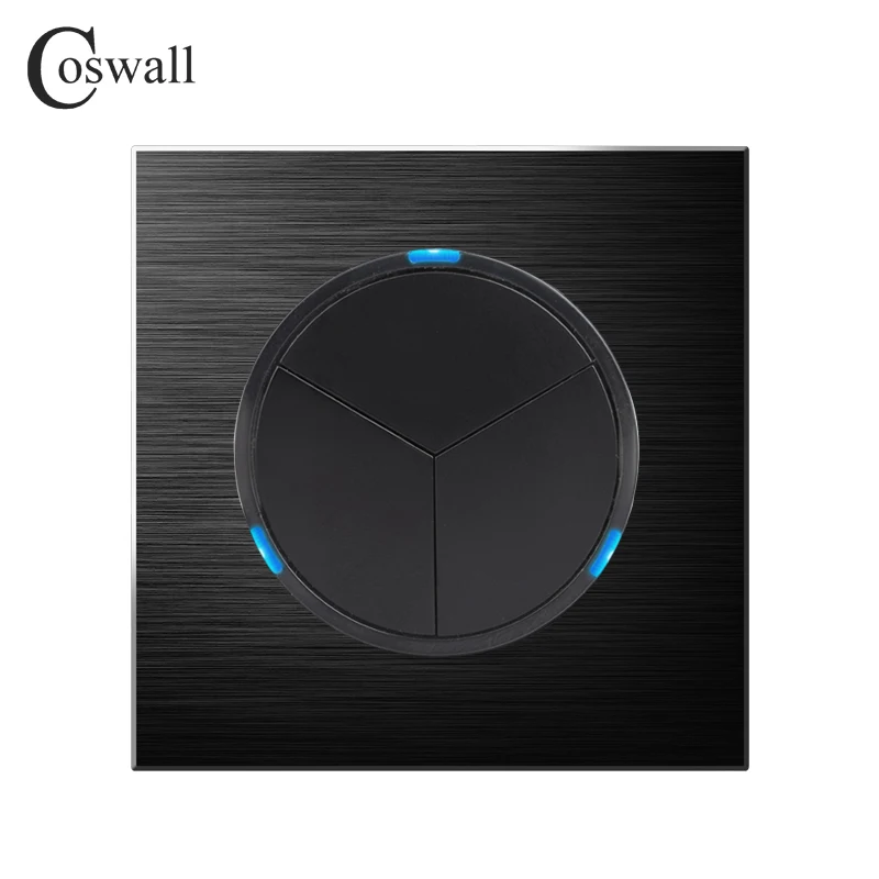 Coswall 3-бандовый 1-контактный случайный настенный выключатель включения/выключения со светодиодным индикатором черный/серебристо-серый алюминиевый металлический панель
Coswall 3-бандовый 1-контактный случайный настенный выключатель включения/выключения со светодиодным индикатором черный/серебристо-серый алюминиевый металлический панель