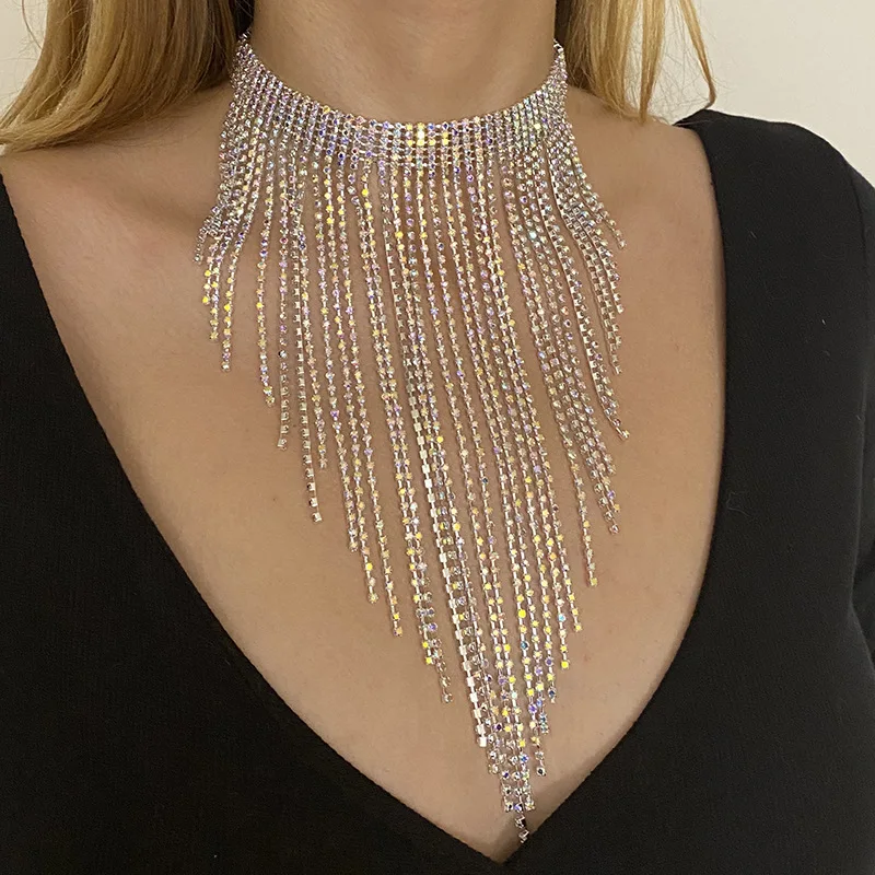 Fashion Necklace Flash Crystal Exaggerated Gorgeous Clavicle Necklace Tassel Necklace Sexy Bar Nightclub Accessories
Fashion Necklace Flash Crystal Exaggerated Gorgeous Clavicle Necklace Tassel Necklace Sexy Bar Nightclub Accessories
