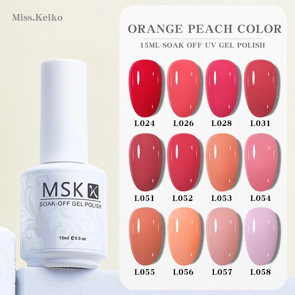 

Ms.Keiko Orange peach Color Series 15ml Gel Nail Polish Soak Off Art Manicure Semi-permanent Varnishs UV LED Top Base Coat
