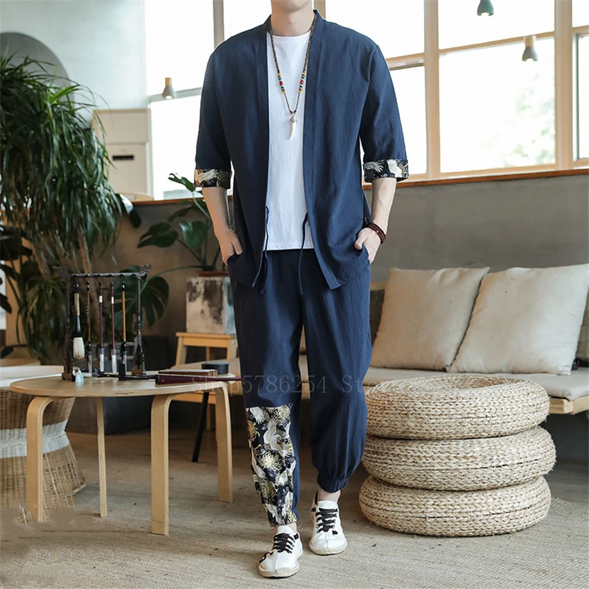 Chinese Style Men Hanfu T Shirt Trousers Tang Suit Traditional Kung Fu Uniform Tai Chi Blouse Tops Wide Leg Jogger Harem Pants
Chinese Style Men Hanfu T Shirt Trousers Tang Suit Traditional Kung Fu Uniform Tai Chi Blouse Tops Wide Leg Jogger Harem Pants