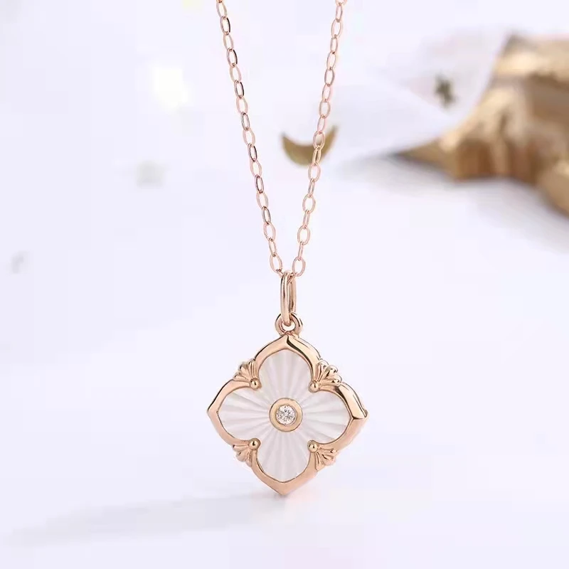 YTYIN Real 18K Solid Gold Pendant Necklace Natural Diamond Flower Design Pure AU750 Chain for Women Fine Jewelry Gift
YTYIN Real 18K Solid Gold Pendant Necklace Natural Diamond Flower Design Pure AU750 Chain for Women Fine Jewelry Gift