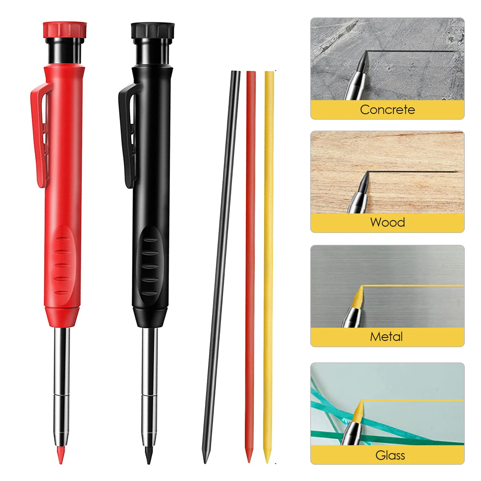 Solid Carpenter Pencil and Built-in Sharpener with Refill Leads for Deep Hole Mechanical Pencil Marker Marking Woodworking Tools
Solid Carpenter Pencil and Built-in Sharpener with Refill Leads for Deep Hole Mechanical Pencil Marker Marking Woodworking Tools