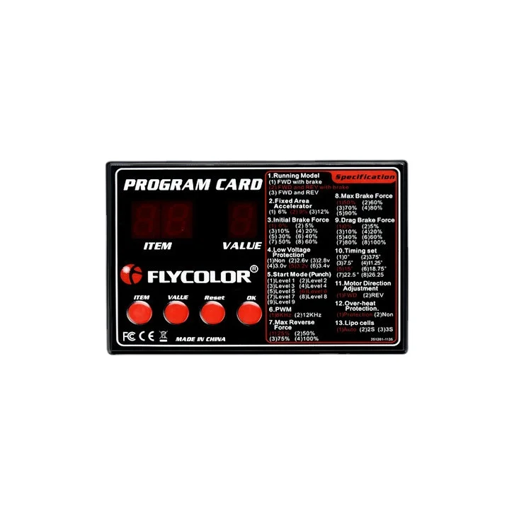 Car Model ESC Programming Card Remote Control Model Car Accessories Remote Control Model Parameter Programming for FLYCOLOR
Car Model ESC Programming Card Remote Control Model Car Accessories Remote Control Model Parameter Programming for FLYCOLOR