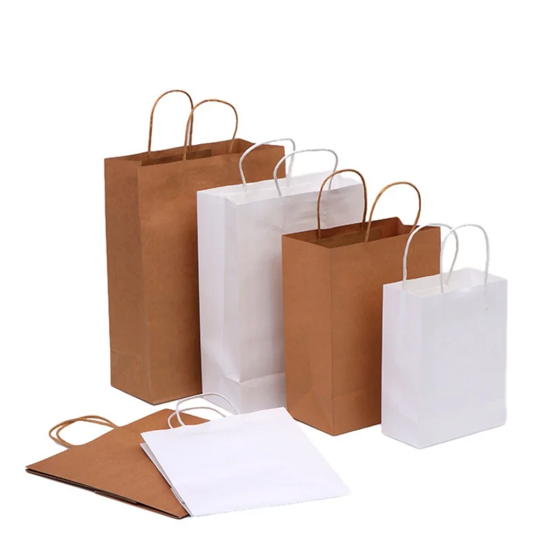 

Wholesale 100% recycled biodegradable eco friendly paper bag custom printed logo brown twist kraft paper bag from china