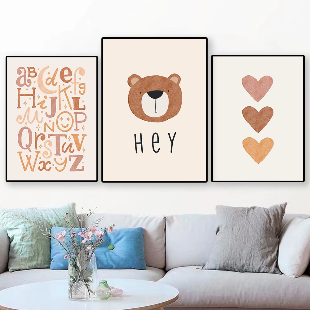 

Nursery Wall Art Pictures Love Alpaca Bear Poster Sun Rainbow Prints Canvas Painting Nordic Prints Kids Room Kindergarten Decor