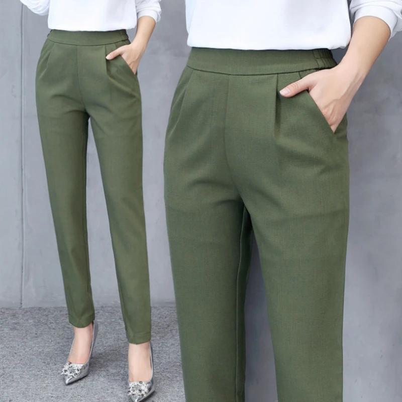 Trouser Suit Office Lady Work Wear Formal Pants Women Fall Slim Elastic Waist Pockets Casual Straight Pencil Cropped Pants Black
Trouser Suit Office Lady Work Wear Formal Pants Women Fall Slim Elastic Waist Pockets Casual Straight Pencil Cropped Pants Black