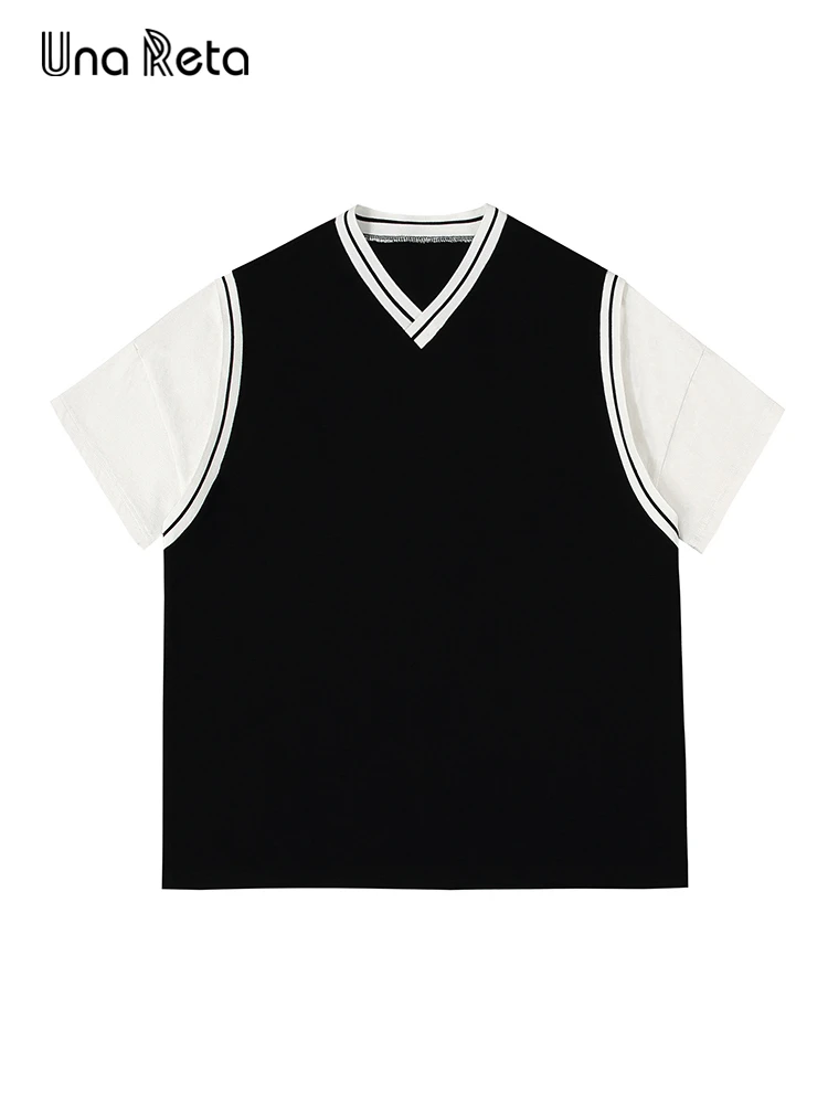 Una Reta Couple T-shirt Summer Casual Short Sleeve Tops Plus Size Men Clothing Hip Hop Fake Two Pieces Oversized T-shirt For Man
Una Reta Couple T-shirt Summer Casual Short Sleeve Tops Plus Size Men Clothing Hip Hop Fake Two Pieces Oversized T-shirt For Man