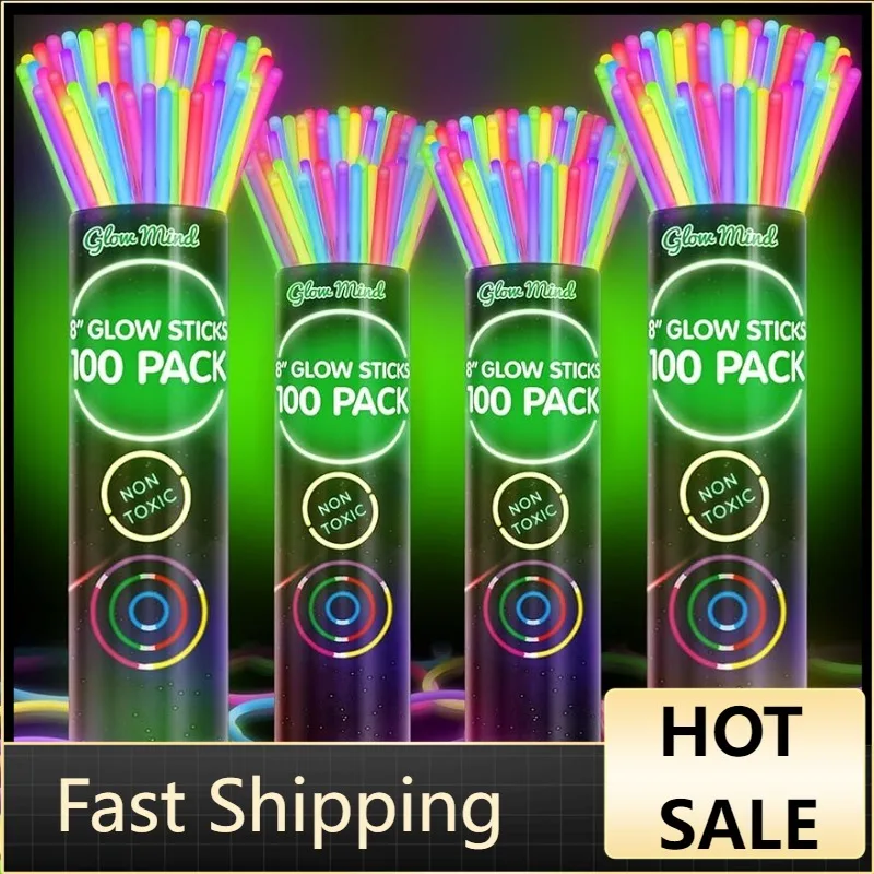 

400 Ultra Bright Glow Sticks Bulk - Halloween Glow in The Dark Party Supplies Pack - 8" Glowsticks Easter Party Favors