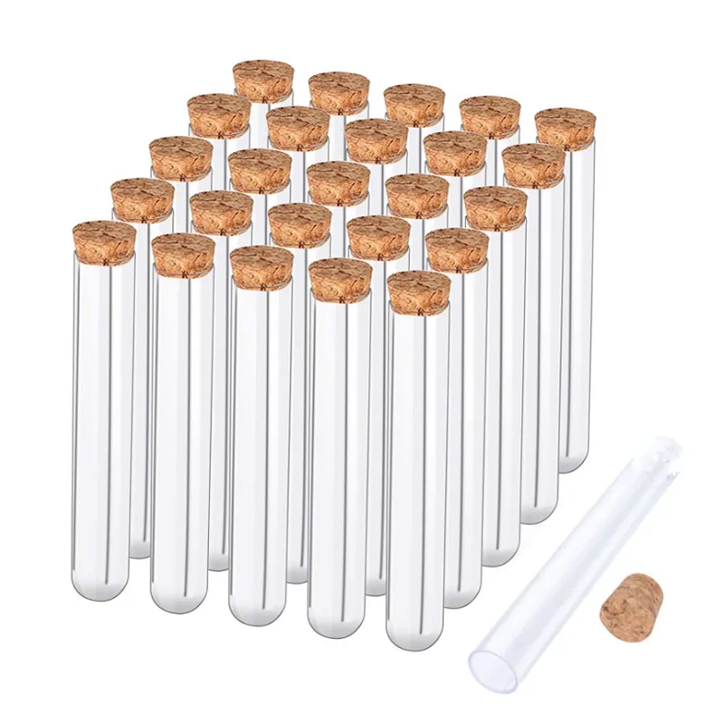 20pcs/lot 12x60mm/12x75mm/12*100mm/15x100mm/15x150mm/16x100mm/18x105mm Clear Plastic Test tube with Cork Transparent Test-tube
20pcs/lot 12x60mm/12x75mm/12*100mm/15x100mm/15x150mm/16x100mm/18x105mm Clear Plastic Test tube with Cork Transparent Test-tube