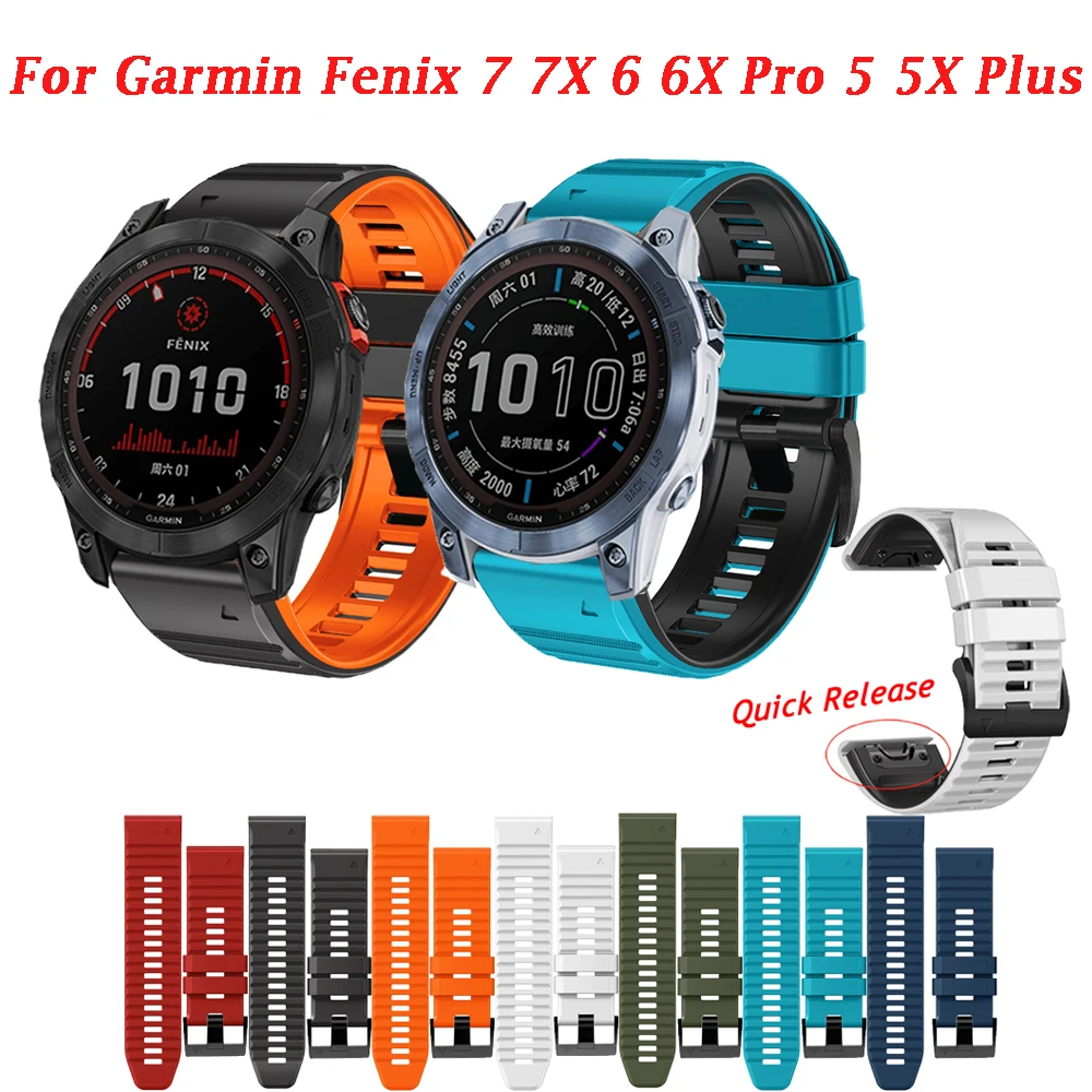 Ремешок для наручных часов Garmin Fenix 7 7X 6 6X Pro, силиконовый быстросъемный браслет Easyfit Smart 3 3HR 935, 22 26 мм 
Ремешок для наручных часов Garmin Fenix 7 7X 6 6X Pro, силиконовый быстросъемный браслет Easyfit Smart 3 3HR 935, 22 26 мм