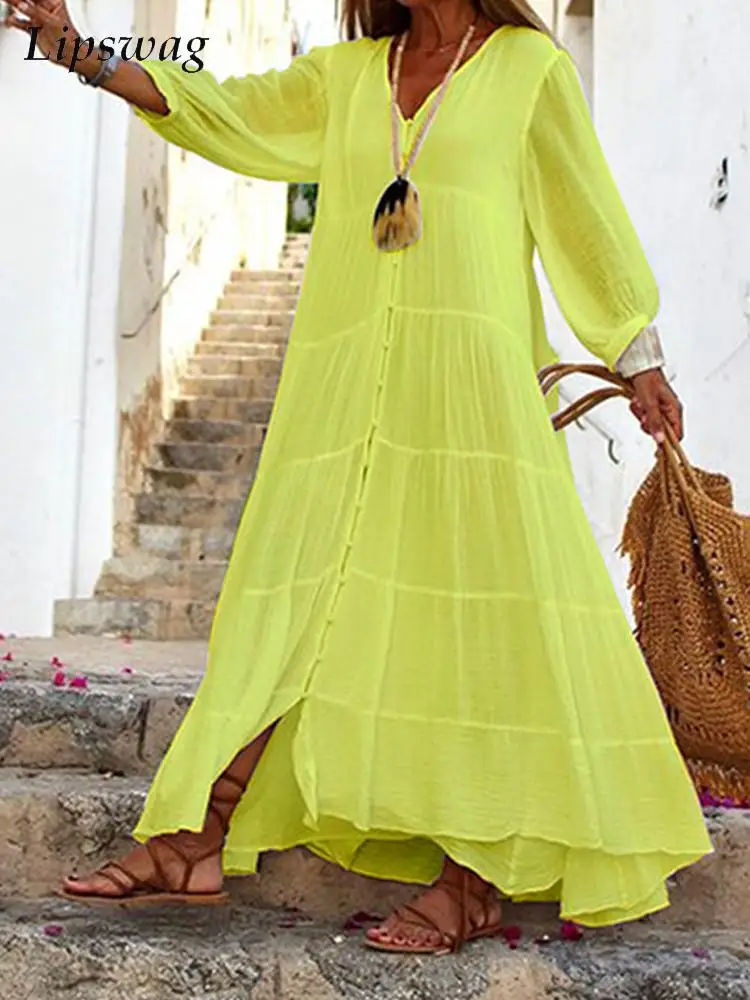 Spring Summer Long Sleeve Beach Dress Casual Cotton Linen Loose Hem Long Shirt Dress Women Elegant V Neck Boho Party Dress 2022
Spring Summer Long Sleeve Beach Dress Casual Cotton Linen Loose Hem Long Shirt Dress Women Elegant V Neck Boho Party Dress 2022