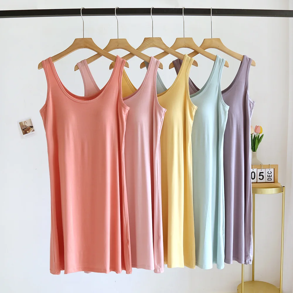 Soft Modal Night Gown For Women Sexy Nightgown Summer Lingerie New Sleeveless With Chest Pad Nightdress Home Nightwear
Soft Modal Night Gown For Women Sexy Nightgown Summer Lingerie New Sleeveless With Chest Pad Nightdress Home Nightwear
