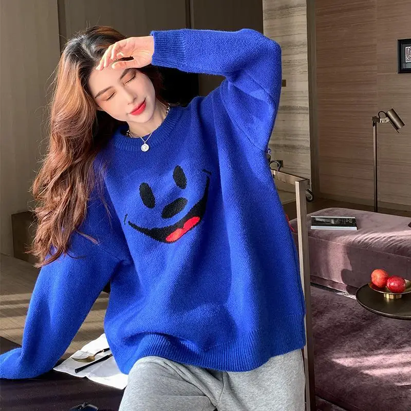 Fashion Ladies New Japanese Loose Blue Cartoon Round Neck Long Sleeve Sweater Female Versatile Pullover Knit Top Women
Fashion Ladies New Japanese Loose Blue Cartoon Round Neck Long Sleeve Sweater Female Versatile Pullover Knit Top Women