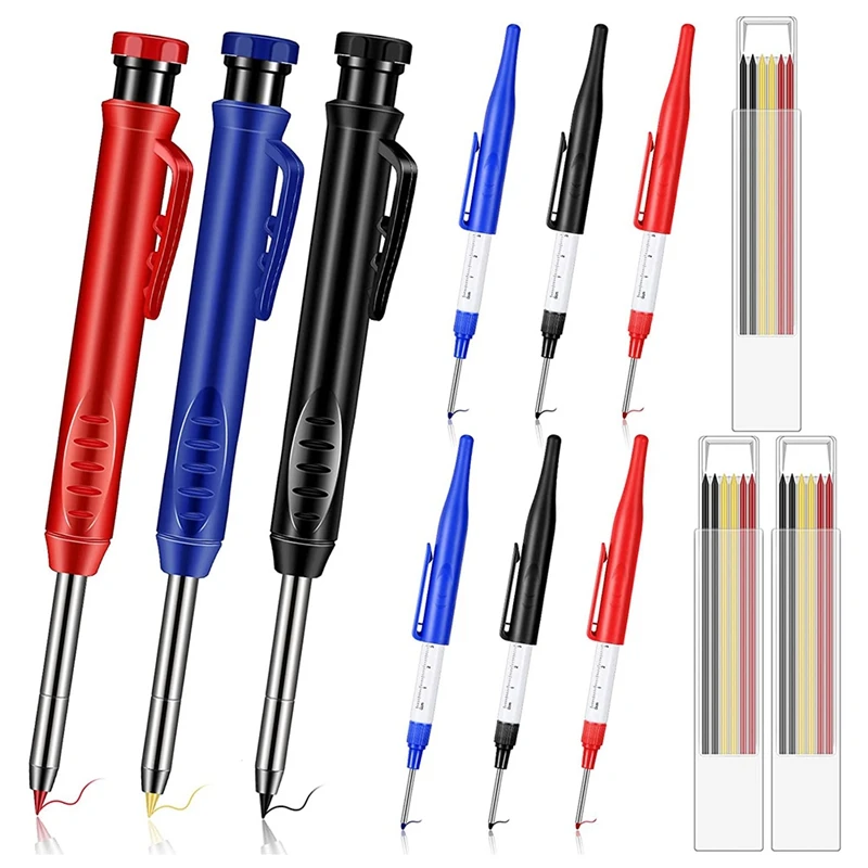 9 Pcs 3 Color Solid Carpenter Pencil 18 Refills Long Nosed Deep Hole Mechanical Pencil Marker Sketching
9 Pcs 3 Color Solid Carpenter Pencil 18 Refills Long Nosed Deep Hole Mechanical Pencil Marker Sketching