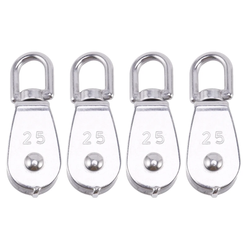 4Pcs 25MM Single Pulley Block In 304 Stainless Steel M25 Pulley Roller Loading 400Kg - Silver
4Pcs 25MM Single Pulley Block In 304 Stainless Steel M25 Pulley Roller Loading 400Kg - Silver