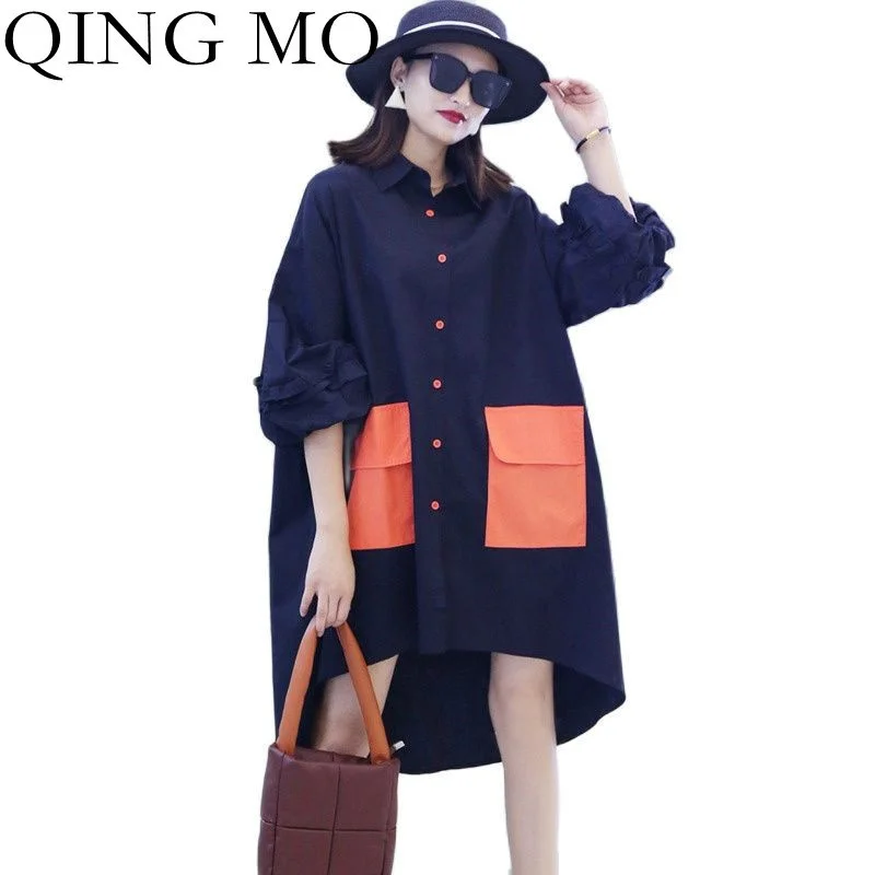 QING MO 2023 Spring Autumn New Black White Shirt Dress Women Fashion Three-quarter Sleeves Large Size Irregular Dress ZWL2042
QING MO 2023 Spring Autumn New Black White Shirt Dress Women Fashion Three-quarter Sleeves Large Size Irregular Dress ZWL2042