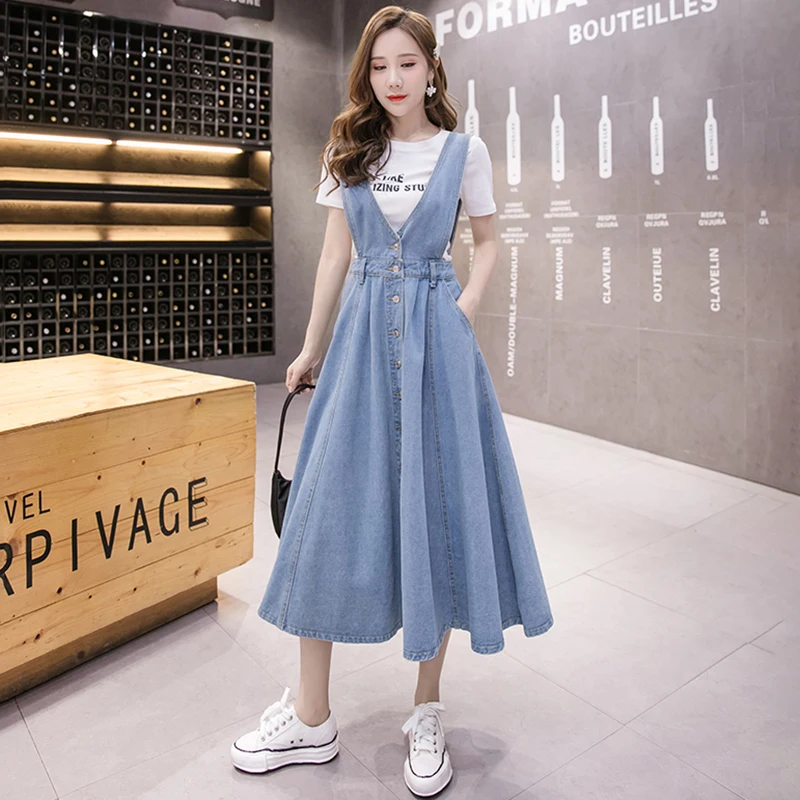 Fashion High Waist Strap Denim Dress Spring Summer Single Breasted Sleeveless Vest A-Line Dress Versatile Mid-Length Frock
Fashion High Waist Strap Denim Dress Spring Summer Single Breasted Sleeveless Vest A-Line Dress Versatile Mid-Length Frock