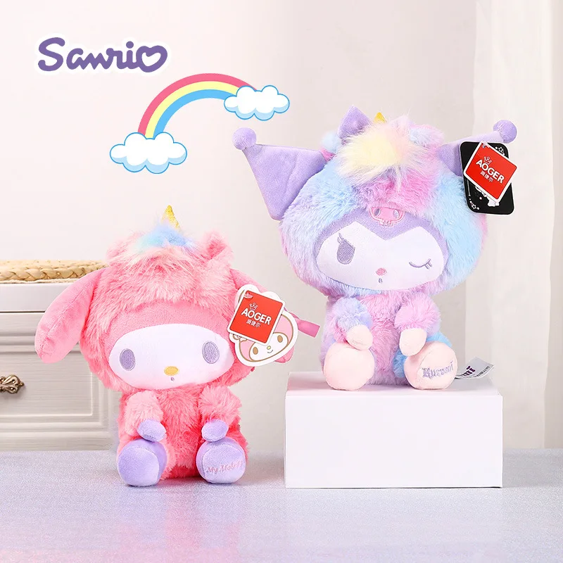 

Sanrio Plushies Colorful Unicorn Series Kuromi Melody Cinnamonroll Hello Kitty Soft Plush Doll Cute Decoration Pillow Girls Gift