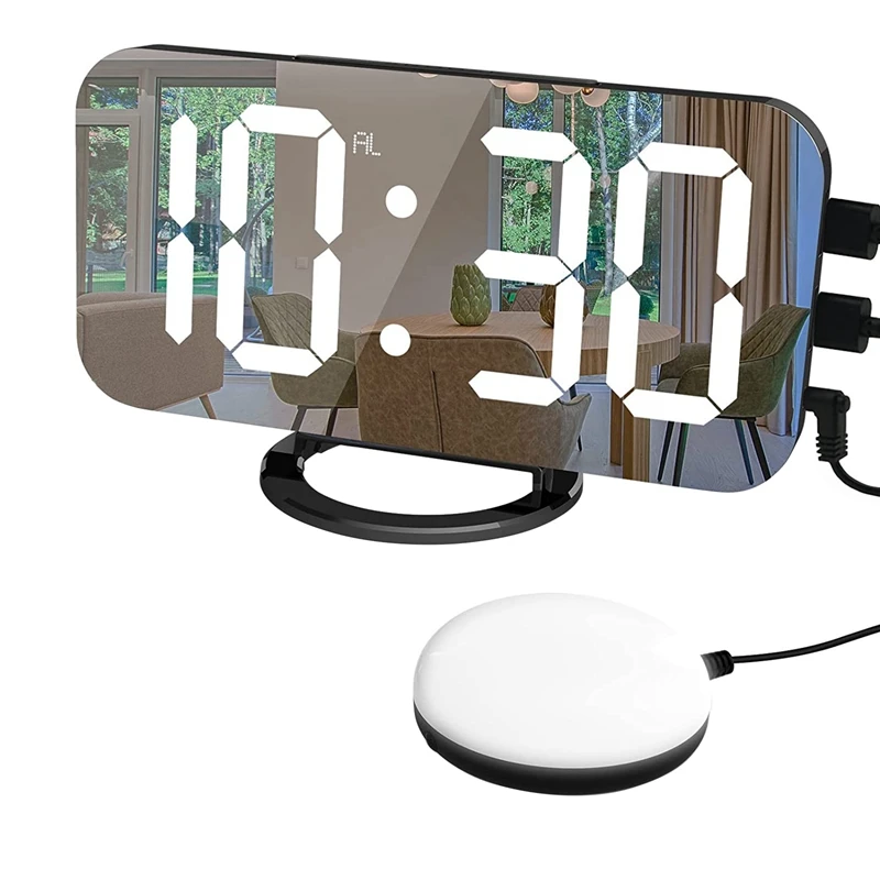 Digital Alarm Clock,Vibration Alarm Clock,With 2 USB Charging Ports,7-Inch LED Mirror Electronic Alarm Clock
Digital Alarm Clock,Vibration Alarm Clock,With 2 USB Charging Ports,7-Inch LED Mirror Electronic Alarm Clock