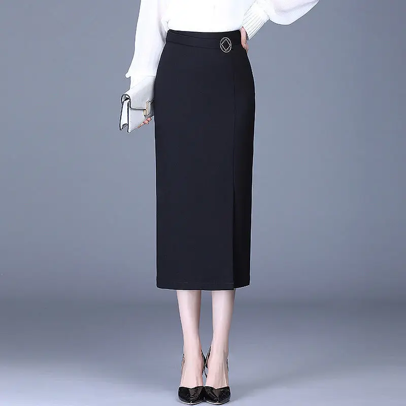 2022 Spring Elegant Black Package Hip Skirt Mid Length Long Zipper Skirts High Waist Split Work One Step Skirt Slim Female Mujer
2022 Spring Elegant Black Package Hip Skirt Mid Length Long Zipper Skirts High Waist Split Work One Step Skirt Slim Female Mujer