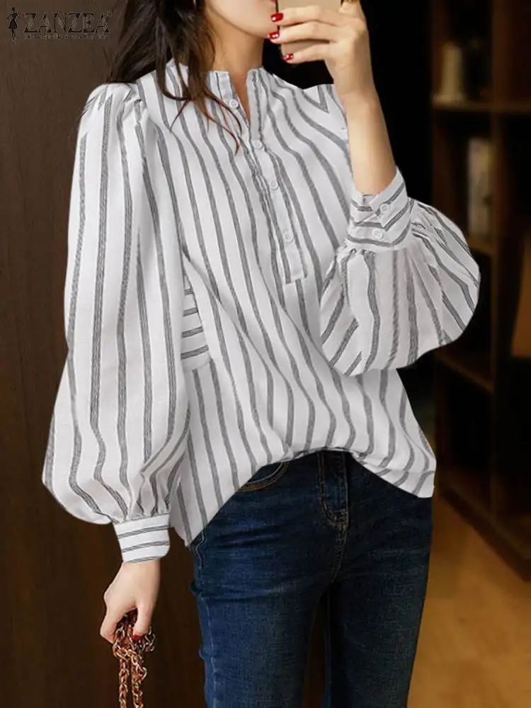 Oversize Women Striped Blouse ZANZEA Spring Long Sleeve Work Shirt Casual O Neck Buttons Loose Blusas Female Tunic Tops Mujer
Oversize Women Striped Blouse ZANZEA Spring Long Sleeve Work Shirt Casual O Neck Buttons Loose Blusas Female Tunic Tops Mujer