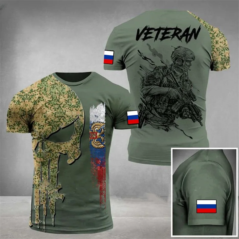 

Russia Army Camouflage T Shirt Men Commando ARMY-VETERAN T-shirts 3D Printed Short Sleeve Tactical Tee Breathable Tops Clothing