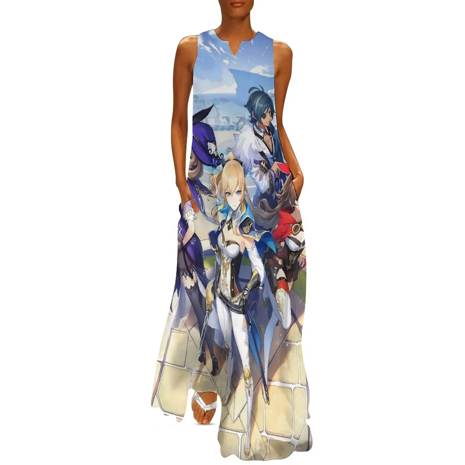 Game Genshin Impact Dress Anime Print Elegant Maxi Dress V Neck Custom Boho Beach Long Dresses Street Wear Oversized Vestidos
Game Genshin Impact Dress Anime Print Elegant Maxi Dress V Neck Custom Boho Beach Long Dresses Street Wear Oversized Vestidos