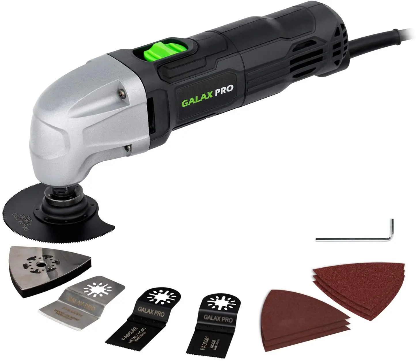 GALAX PRO 22000 OPM 1.5A Oscillating Multi Tool, 3 Degree Oscillating Angle with 3 Pieces Saw Blades, Metal wall plate
GALAX PRO 22000 OPM 1.5A Oscillating Multi Tool, 3 Degree Oscillating Angle with 3 Pieces Saw Blades, Metal wall plate