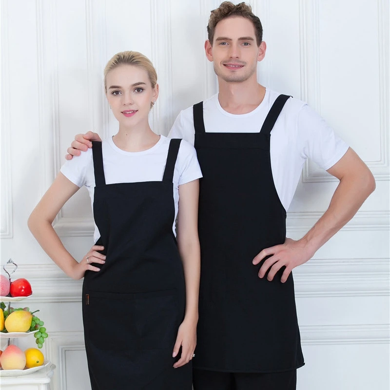 

2-Pack Black Adjustable Bib Apron Water Resistant Belt 2 Pockets Cooking Kitchen Apron Suitable for Women Men Chefs Couples