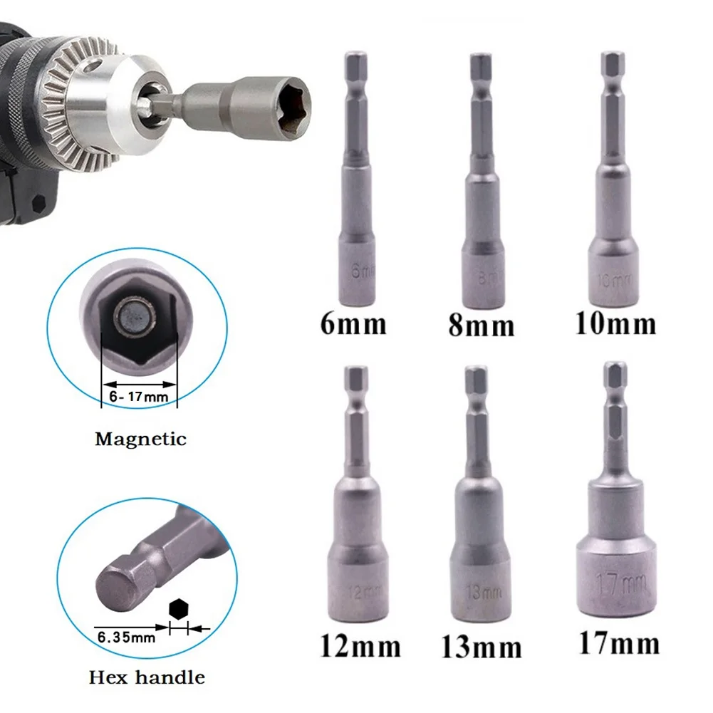 6pcs 6-17mm Impact Socket Magnetic Nut Screwdriver Hexagon Nut Driver Drill Bit Socket Wrench Extension Sleeve Socket Wrenches
6pcs 6-17mm Impact Socket Magnetic Nut Screwdriver Hexagon Nut Driver Drill Bit Socket Wrench Extension Sleeve Socket Wrenches