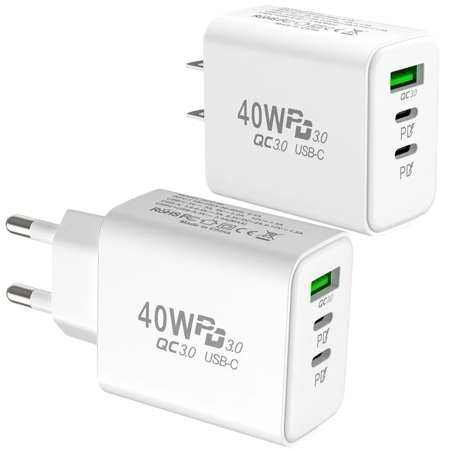 High Speed 40W 3 Ports Dual PD Type c 2A Wall Charger Power Adapter Eu US Plugs For IPhone 12 13 Samsung S20 S22 htc lg
High Speed 40W 3 Ports Dual PD Type c 2A Wall Charger Power Adapter Eu US Plugs For IPhone 12 13 Samsung S20 S22 htc lg